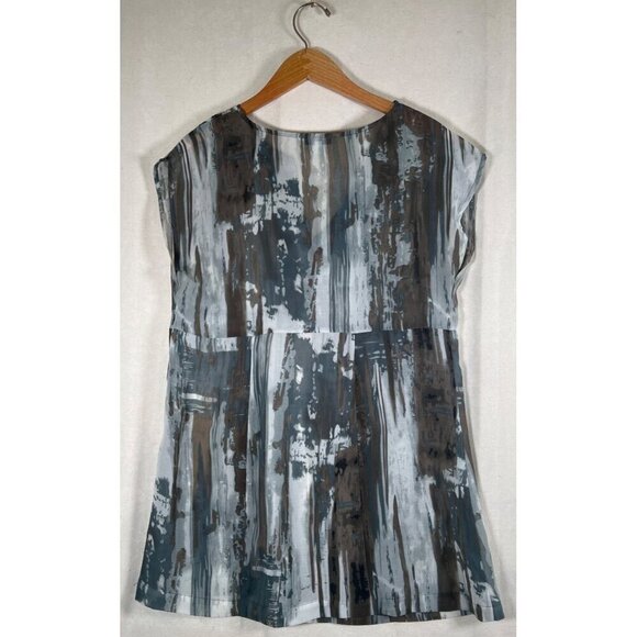 Cabi Womens Size L Tunic Top Sleeveless Sheer Earthy Colors in an Abstract Print - Picture 4 of 13